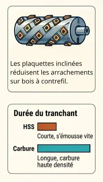 Fers droits vs têtes hélicoïdales
